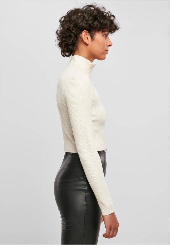 Urban Classics - Cropped Rib Knit Zip Cardigan - 4XL - Ivoorkleurig