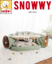 SNOWWY - Kattentunnel met kattenmand in één - Origineel en Uniek Design - Kattenhuis - Kattenhuis - Kat kussen - Kattenbed - Matcha Groen