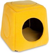 Beyzatex, maison pour chat lavable 3 fonctions, lit pour chat, nid pour chat, polaire, jaune, 45 x 50 cm