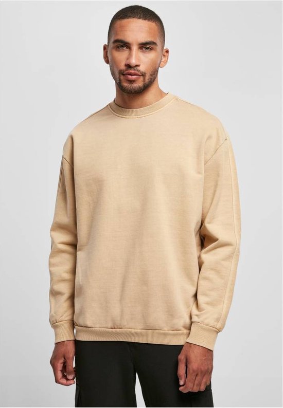 Urban Classics - Heavy Terry Garment Dye Crewneck sweater/trui - 5XL - Beige