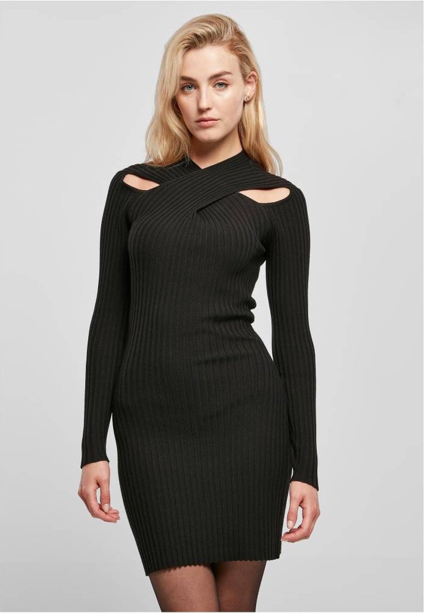 Urban Classics Crossed Rib Knit Korte jurk M Zwart