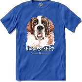 Born Sleepy Saint Bernard | Honden - Dogs - Hond - T-Shirt - Unisex - Royal Blue - Maat L