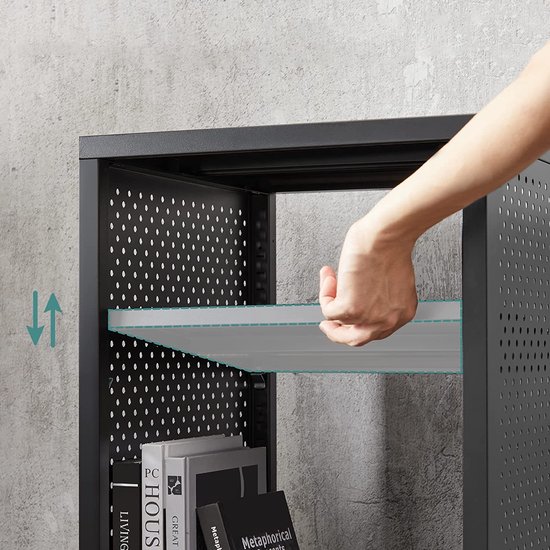HOMCOM verrijdbare container archiefkast kantoorcontainer met lade kantoorkast voorraadcontainer spaanplaat zwart 40 x 35 x 60 cm
