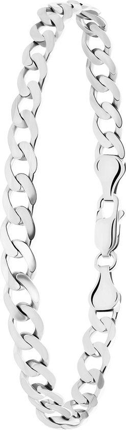 Lucardi Heren armband met gourmet schakel - Echt Zilver - Armband - Cadeau - 19 cm - Zilverkleurig