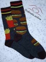Frietjes-Hamburgers-Sokken-Unisex-Onesize-Grappig-Socks