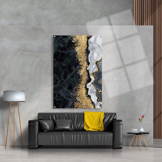 Luxe Plexiglas Schilderij Gold Powder | 75x100 | Woonkamer | Slaapkamer | Kantoor | Muziek | Design | Art | Modern | ** 5MM DIK**