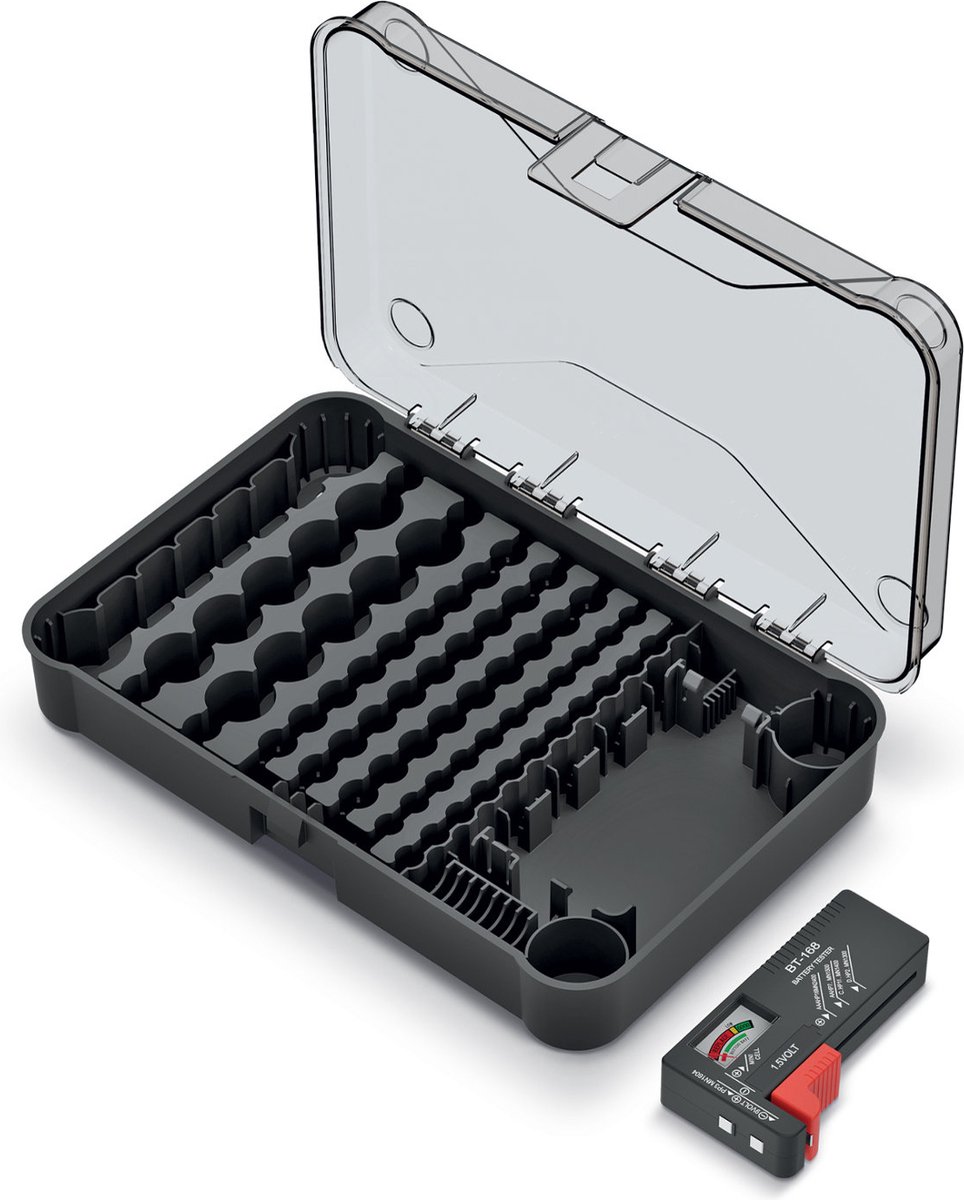 Kistenberg Batterijdoos - Batterijhouder voor batterijen met batterijtester