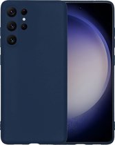Hoesje Geschikt voor Samsung S23 Ultra Hoesje Siliconen Case Hoes - Hoes Geschikt voor Samsung Galaxy S23 Ultra Hoes Cover Case - Donkerblauw