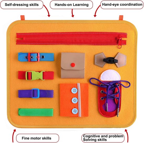 YIKANWEN Montessori Busy Board Jouet éducatif sensoriel en bois avec