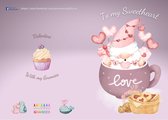 Gnomies - Saint Valentin - Carte de voeux Gnome - gnome - À ma chérie - amour - romantique - tons lilas doux - original - unique - prix dégressif