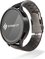 Strap-it Titanium grain smartwatch bandje - geschikt voor Fossil Gen 5 / Gen 5e 44mm / Gen 6 44mm - donkergrijs