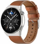 Strap-it Smartwatch bandje leer - geschikt voor Huawei GT / GT 2 / GT 3 / GT 3 Pro 46mm / GT 2 Pro / GT Runner / Watch 3 - Pro - strak bruin