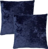 Set van 2 Kussenhoezen - Dutch Decor SKY - 45x45 cm - Velvet - Insignia Blue - donkerblauw - unikleur