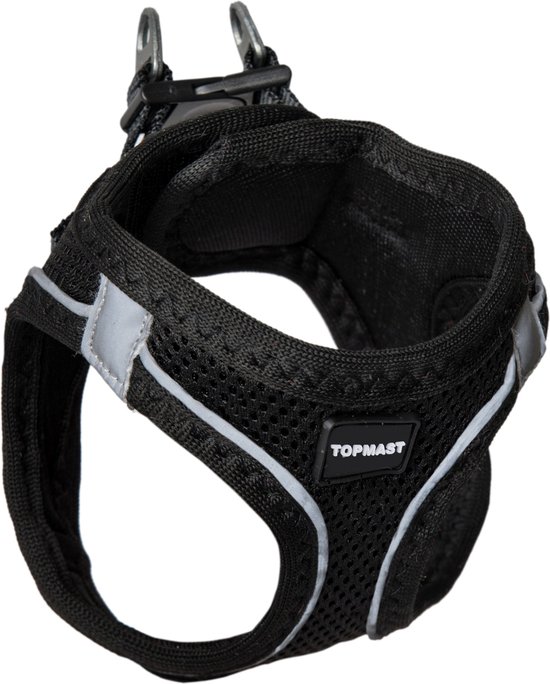 Foto: Topmast airmesh hondentuig click go zwart l reflecterend harnas hond hondentuigje hondenharnas voor puppy kleine medium en grote hond