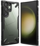 Geschikt voor Ringke Fusion X Samsung Galaxy S23 Ultra Back Cover Hoesje Zwart