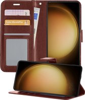 Hoesje Geschikt voor Samsung S23 Ultra Hoesje Book Case Hoes Wallet Cover - Hoes Geschikt voor Samsung Galaxy S23 Ultra Hoesje Bookcase Hoes - Bruin
