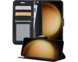 Hoesje - Met Pasjeshouder - Geschikt voor Samsung Galaxy S23 Plus - Luxe Bookcase Portemonee - Flip Case - Kunstleer Book Case - Flipcase - Book Cover - Walletcase - Portemonneehoes - Telefoonhoesjes - Zwart