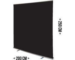 Roll-up achtergrondscherm XXL Zwart | 200 x 250 cm | Studio wall | Mobiele fotostudio | Fotoshoot | Background | Pop-up video wall