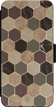 Casimoda® bookcase - Geschikt voor iPhone 14 - Hoesje met pasjeshouder - Kubus Bruin Groen - Bruin/beige - Kunstleer