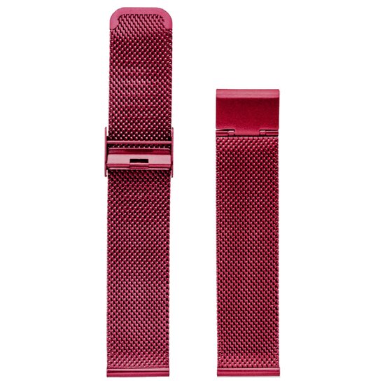 Milanese Mesh Fijn Geweven Horlogebandje Roestvrij Staal + opening tool - Bordeaux Rood 22mm