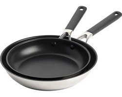 Set de Poêles à KitchenAid Classic Inox - ø 24 et 28 cm - Revêtement antiadhésif standard