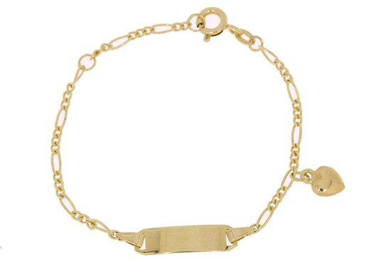 graveerarmband - kinderarmband - geelgoud - 14 karaat - hartje - uitverkoop Juwelier Verlinden St. Hubert – van €285,= voor €229,=