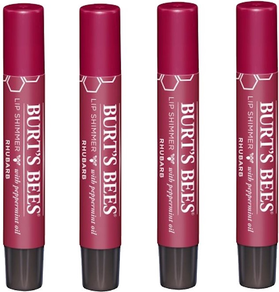 BURT'S BEES - Lip Shimmer Rhubarb - 4 Pak - Voordeelverpakking