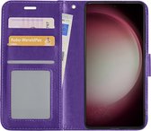 Hoes Geschikt voor Samsung S23 Hoesje Book Case Hoes Flip Cover Wallet Bookcase - Paars
