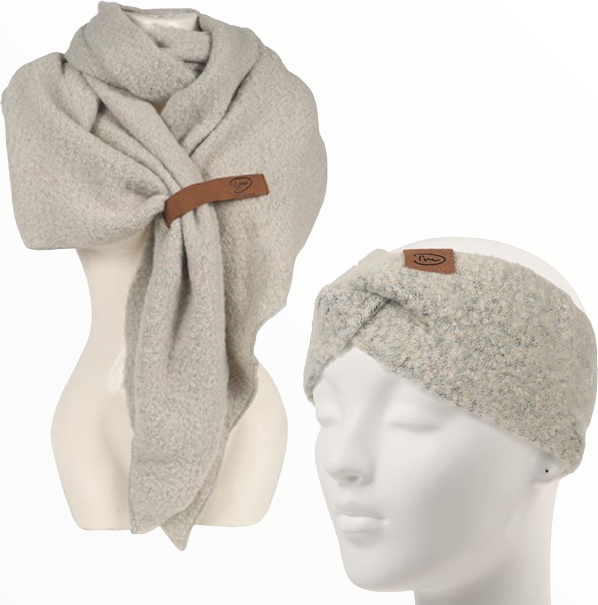 Hairpin.nu-Grijsgroen-melée-Haarband-sjaal-voordeelset-Hinterglemm