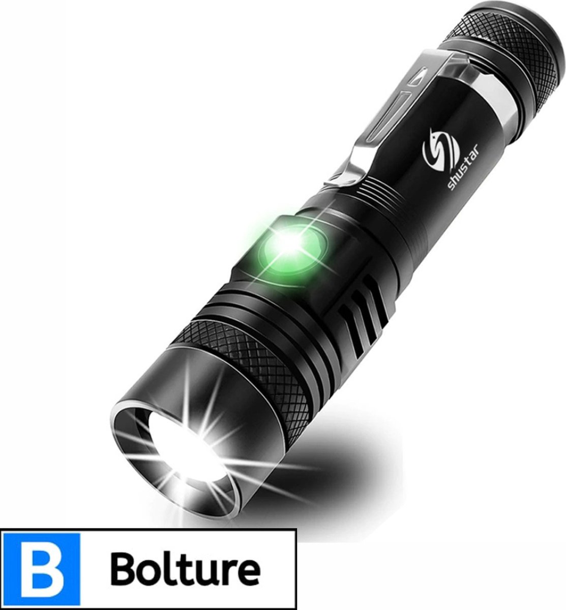 Bolture Zaklamp LED Oplaadbaar - USB Oplaadbare Zaklamp - Militaire Noodverlichting - Waterdicht - Inclusief Batterij - 1600 Lumen