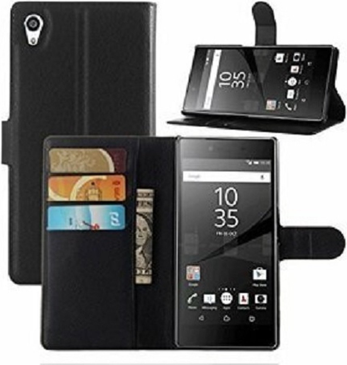 Sony Xperia Z5 Premium Portemonnee Hoesje Zwart
