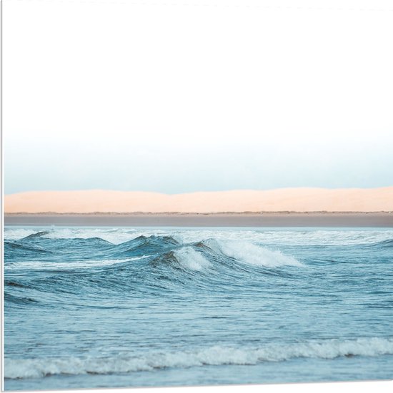 PVC Schuimplaat- Licht Blauwe Zee met Kleine Golven - 80x80 cm Foto op PVC Schuimplaat