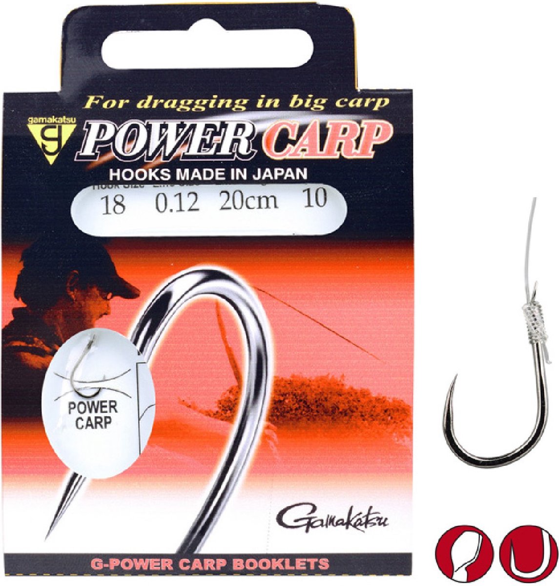 Gamakatsu Onderlijnen Power Carp Barbless 20cm (10 pcs) - Maat : 20cm - haak 16 - 0.12mm