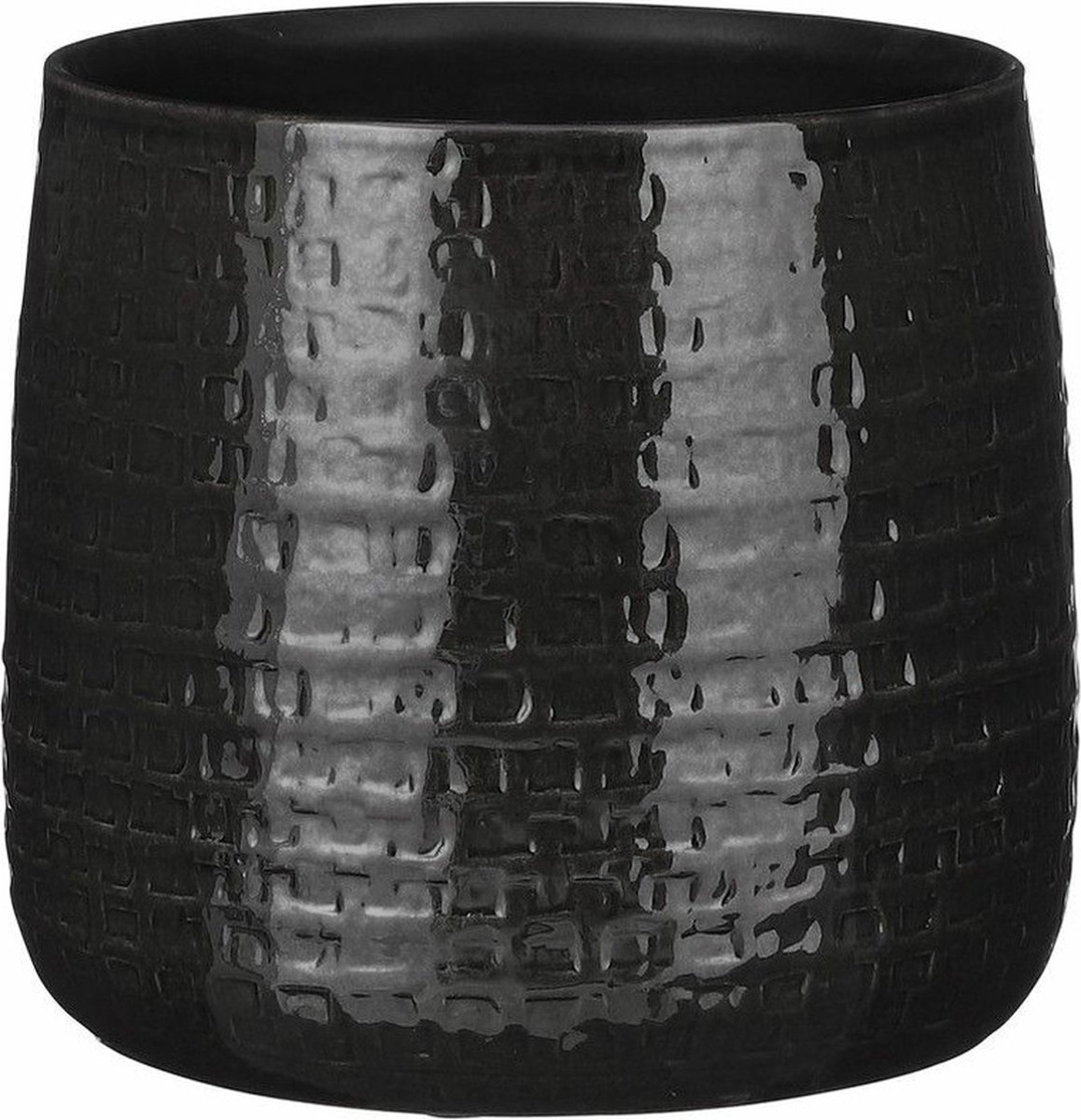 Mica Decorations - Plantenpot/bloempot - Keramiek zwart - D24/H21 cm