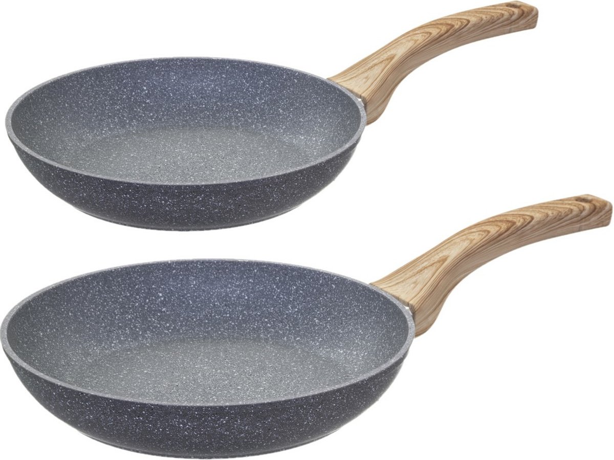 Secret de Gourmet Koekenpannen Turino - D28 en D31 cm - alle warmtebronnen - grijs