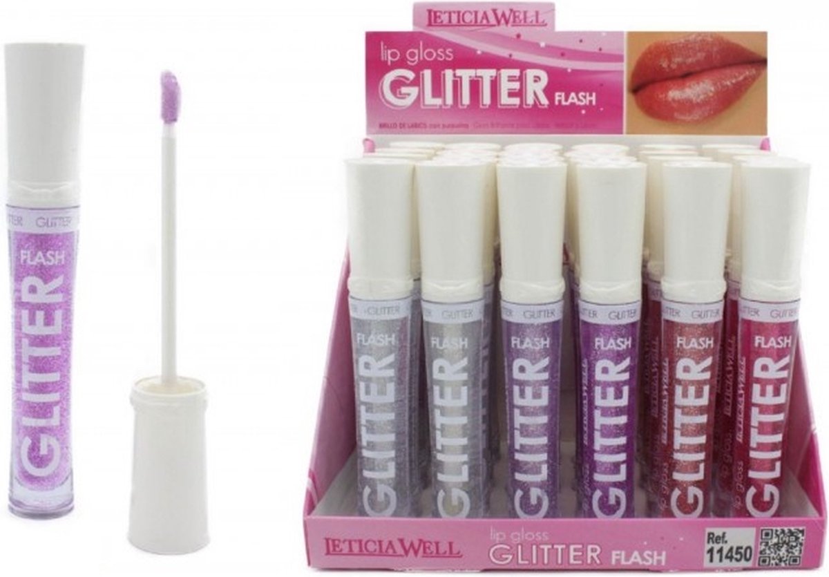 Leticia Well Glitter Lipgloss Lila Roze Doorzichtig Met Zilver