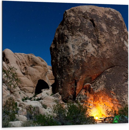 Dibond - Grote Rots in de Nacht - Californië - 100x100 cm Foto op Aluminium (Met Ophangsysteem)