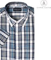 Chris Cayne heren blouse - overhemd 2230 blauwe ruit - KM - maat XXL