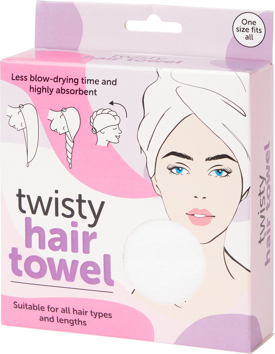 Twisty Hair Towel Wit - Haarhanddoek Microvezel - Hoofdhanddoek - Haartulband