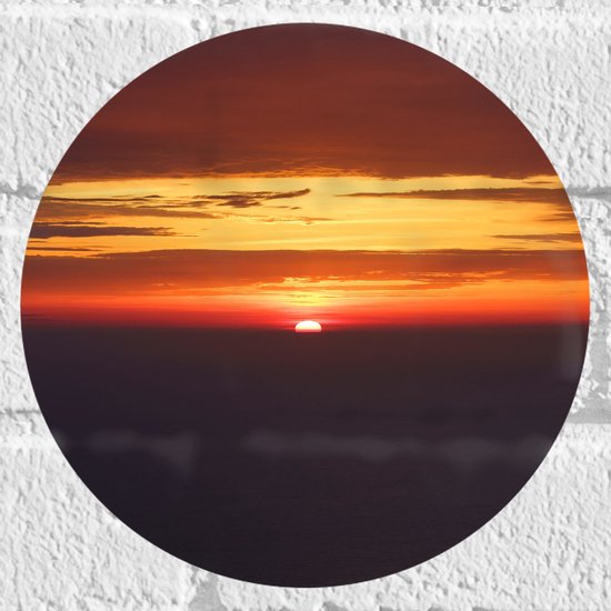 Muursticker Cirkel - Ondergaande Zon - 20x20 cm Foto op Muursticker