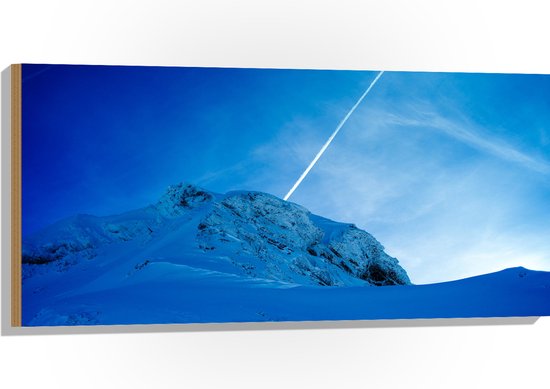 Hout - Sneeuw in de Alpen - 100x50 cm - 9 mm dik - Foto op Hout (Met Ophangsysteem)