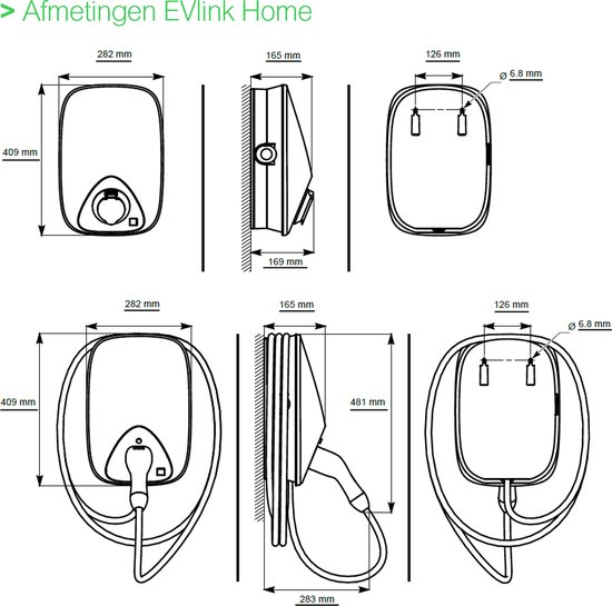 EV Laadstation type 2, 32A, 3 fase, laadkabel spiraal