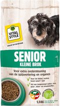 VITALstyle Hond Senior - Kleine Hondenbrokken - Extra Ondersteuning Voor De Oudere Hond - Met o.a. Chichoreiwortel & Zoethoutwortel - 1,5 kg