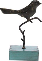 Golden blackbird staand metaal op RH voetje 12x4x17cm