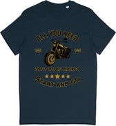 T Shirt Heren - Motorrijder - Biker - Blauw - XL