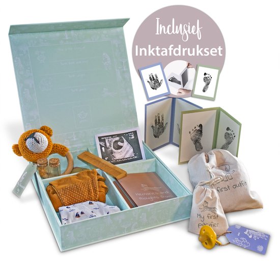 Luvion Baby Memory Box - Herinneringsdoos - Baby Geschenkset - Kraamcadeau - Babyshower – 23 delig Cadeau - Jongen - Meisje cadeau geven