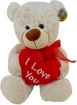 Mega Pluche Valentijn Beer met Hart - 60CM - Valentijn Cadeautje voor hem en voor haar - Valentijnsdag - Knuffelbeer - Teddybeer XXL