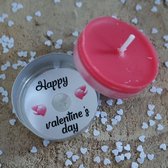 5 waxinelichtjes met verborgen tekst - Happy Valentine's day - Cranberry - Cadeau - Valentijn