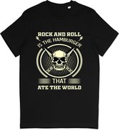 T Shirt Heren - Muziek Rock and Roll de Wereld - Zwart - 3XL
