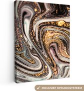 Canvas schilderij marmer goud 120x160 - Kamer decoratie accessoires - Abstracte gouden schilderijen woonkamer - Wanddecoratie slaapkamer - Muurdecoratie keuken - Wall decoration - Wanddoek binnen - Woondecoratie huis - Woonaccessoires